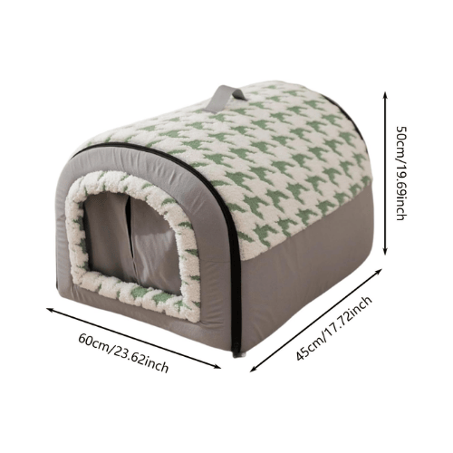 Heated Indoor Dog House & Cat Cave – 2-in-1 Foldable Pet Tent with Removable Thermal Pad