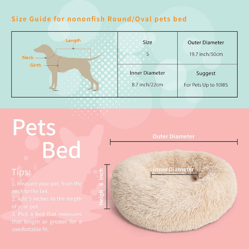 Small Calming Dog Bed – Luxury Anti-Anxiety Faux Fur Donut Cuddler