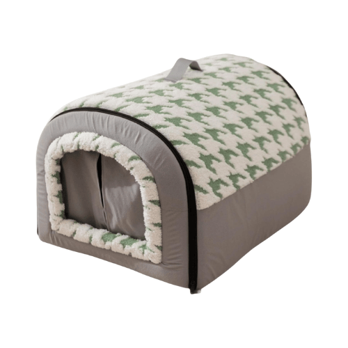 Heated Indoor Dog House & Cat Cave – 2-in-1 Foldable Pet Tent with Removable Thermal Pad