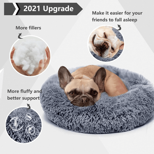 Small Calming Dog Bed – Luxury Anti-Anxiety Faux Fur Donut Cuddler