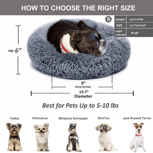 Small Calming Dog Bed – Luxury Anti-Anxiety Faux Fur Donut Cuddler