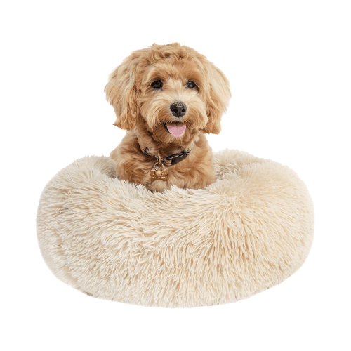 Small Calming Dog Bed – Luxury Anti-Anxiety Faux Fur Donut Cuddler