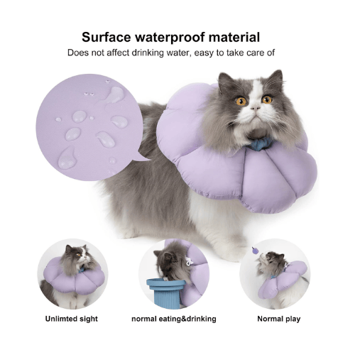 Cute Waterproof Cat Cone Collar – Soft Adjustable Elizabethan Recovery Collar
