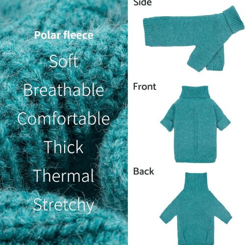 Dog Turtleneck Knit Sweater – Thermal Chunky Jacquard Pet Coat