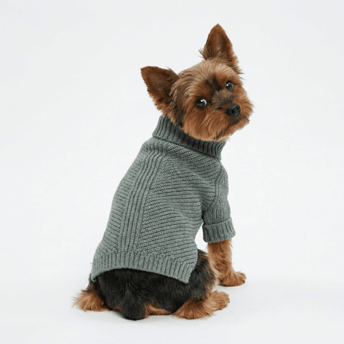 Dog Turtleneck Knit Sweater – Thermal Chunky Jacquard Pet Coat