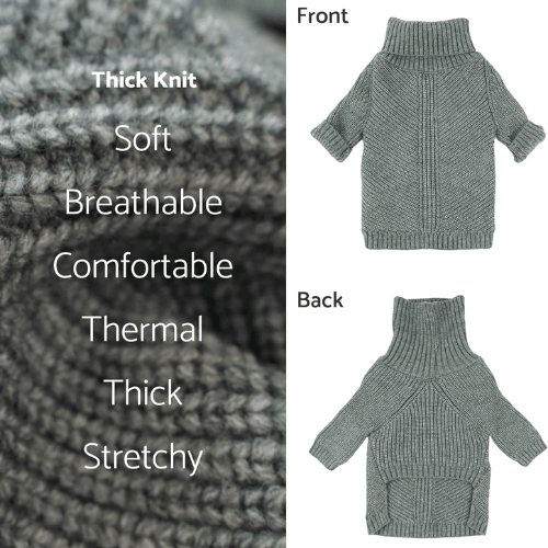 Dog Turtleneck Knit Sweater – Thermal Chunky Jacquard Pet Coat