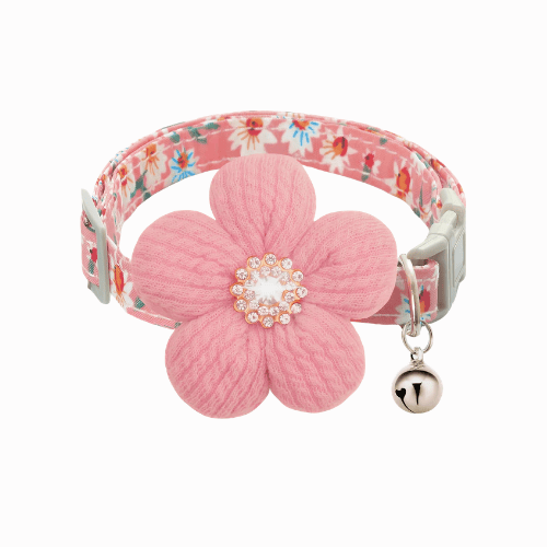 Cute Floral Dog Collar with Flower & Bell