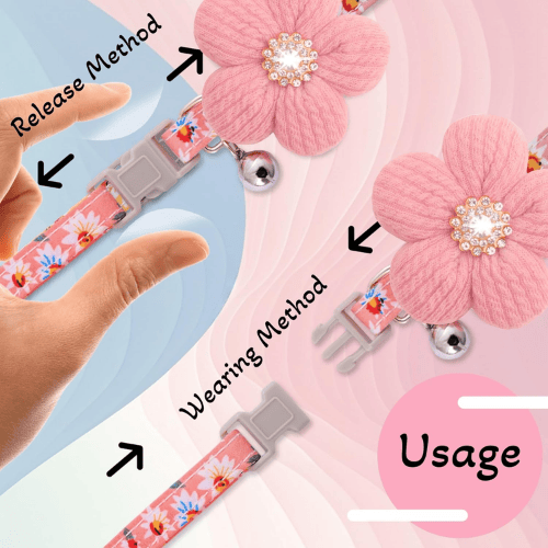 Cute Floral Dog Collar with Flower & Bell