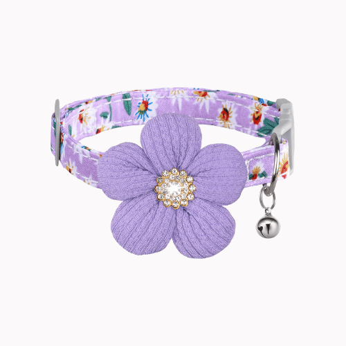Cute Floral Dog Collar with Flower & Bell