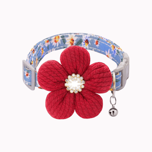 Cute Floral Dog Collar with Flower & Bell