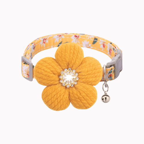 Cute Floral Dog Collar with Flower & Bell