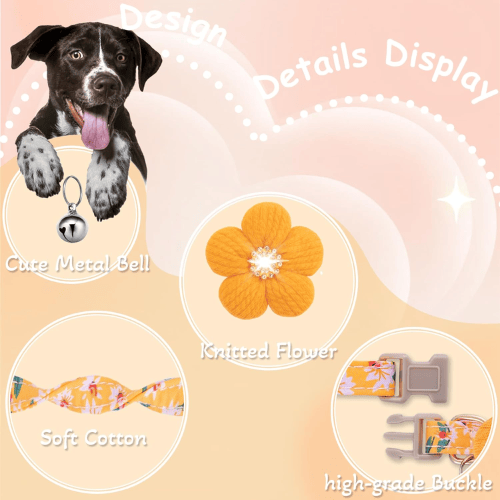 Cute Floral Dog Collar with Flower & Bell