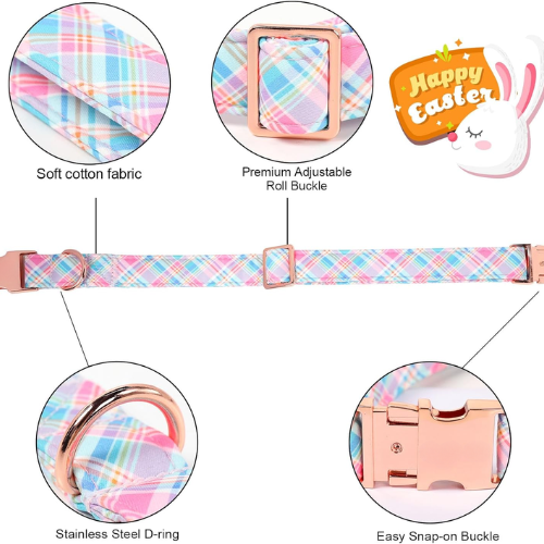 Cute Sailor Bowtie Dog Collar – Soft Cotton Carrot Pattern Puppy Collar