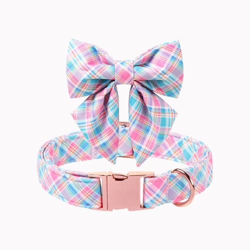Cute Sailor Bowtie Dog Collar – Soft Cotton Carrot Pattern Puppy Collar
