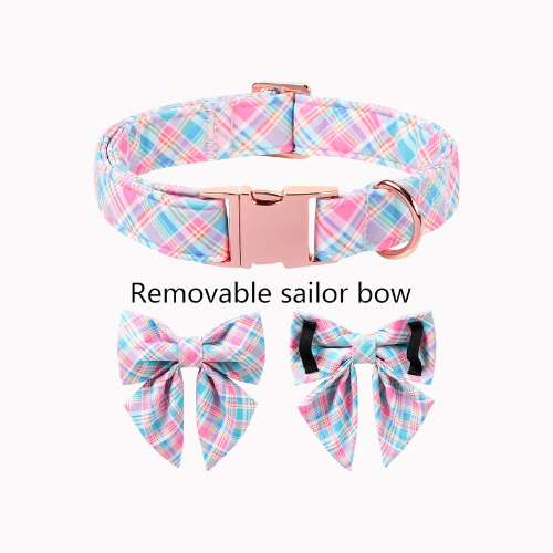 Cute Sailor Bowtie Dog Collar – Soft Cotton Carrot Pattern Puppy Collar