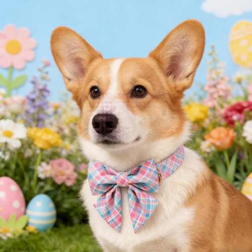 Cute Sailor Bowtie Dog Collar – Soft Cotton Carrot Pattern Puppy Collar