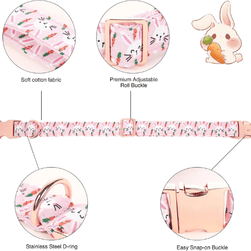 Cute Sailor Bowtie Dog Collar – Soft Cotton Carrot Pattern Puppy Collar