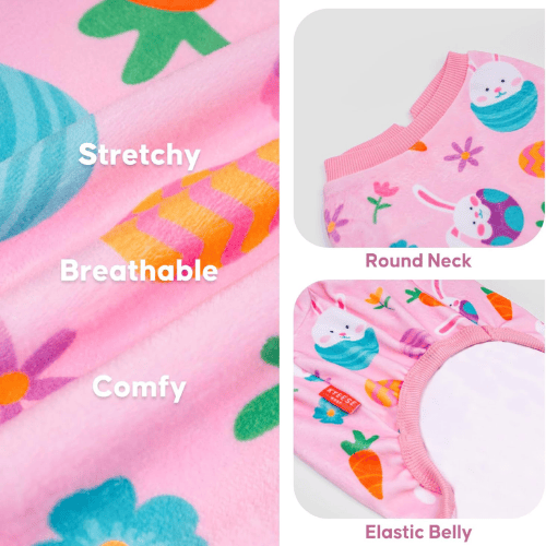 Easter Velvet Dog Pajamas – Soft Stretchy Pet Onesie