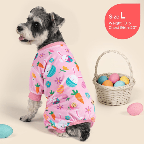 Easter Velvet Dog Pajamas – Soft Stretchy Pet Onesie