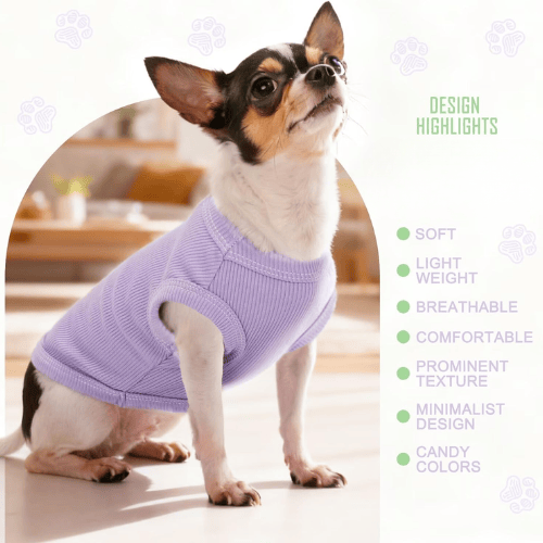 Essential Solid Sleeveless Dog Tank – High-Stretch Blank Puppy T-Shirt