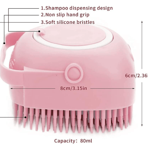Ultimate 2-in-1 Pet Bath Brush – Soft Silicone Shampoo Dispensing Scrubber
