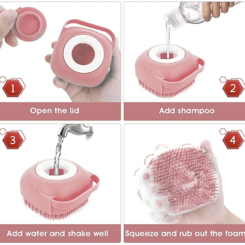 Ultimate 2-in-1 Pet Bath Brush – Soft Silicone Shampoo Dispensing Scrubber