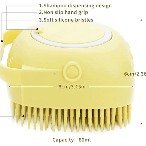 Ultimate 2-in-1 Pet Bath Brush – Soft Silicone Shampoo Dispensing Scrubber