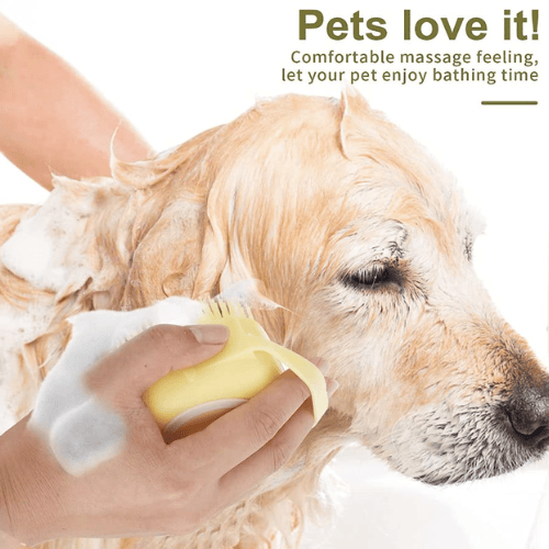 Ultimate 2-in-1 Pet Bath Brush – Soft Silicone Shampoo Dispensing Scrubber