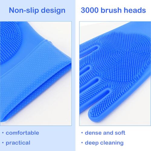 Ultimate 2-in-1 Pet Grooming & Bathing Gloves – High-Density Silicone Scrubbers