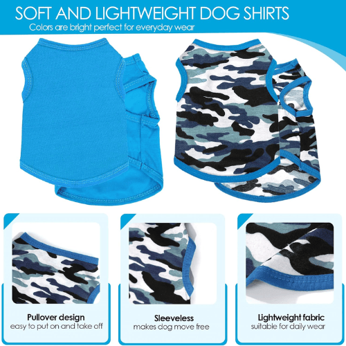 Modern "Camo-Cool" 2-Pack Dog Shirts – Soft & Breathable Summer Puppy Clothes