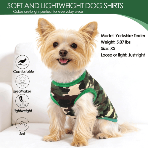 Modern "Camo-Cool" 2-Pack Dog Shirts – Soft & Breathable Summer Puppy Clothes