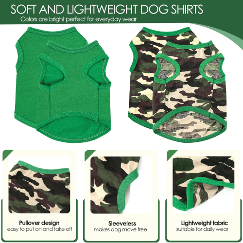 Modern "Camo-Cool" 2-Pack Dog Shirts – Soft & Breathable Summer Puppy Clothes