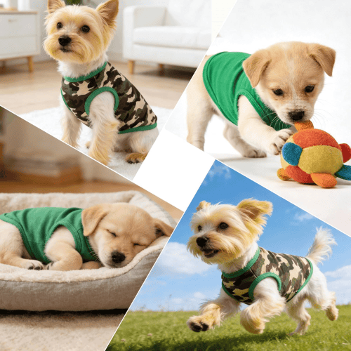 Modern "Camo-Cool" 2-Pack Dog Shirts – Soft & Breathable Summer Puppy Clothes