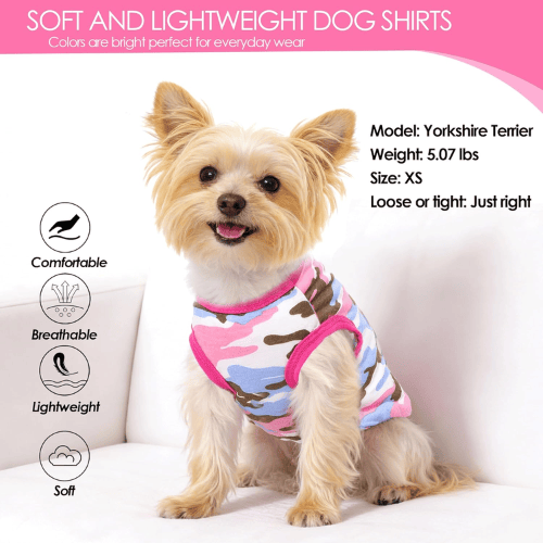Modern "Camo-Cool" 2-Pack Dog Shirts – Soft & Breathable Summer Puppy Clothes