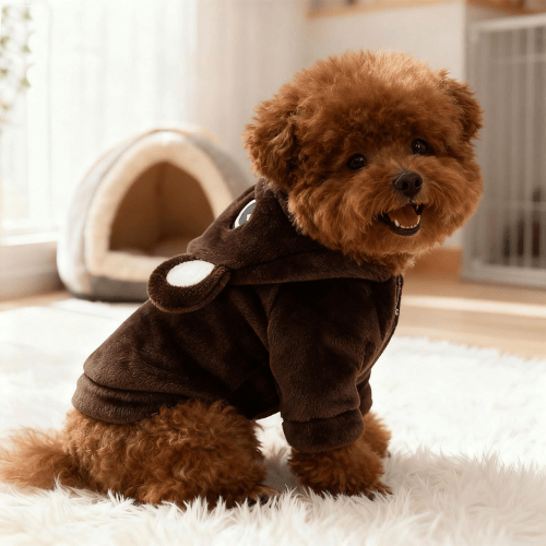 Modern "Bear-Hug" Dog Hoodie – Premium Plush Fleece Winter Sweater
