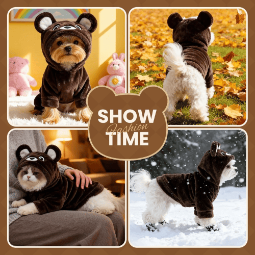 Modern "Bear-Hug" Dog Hoodie – Premium Plush Fleece Winter Sweater