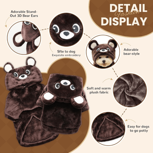 Modern "Bear-Hug" Dog Hoodie – Premium Plush Fleece Winter Sweater