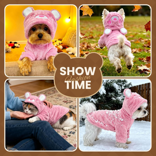 Modern "Bear-Hug" Dog Hoodie – Premium Plush Fleece Winter Sweater