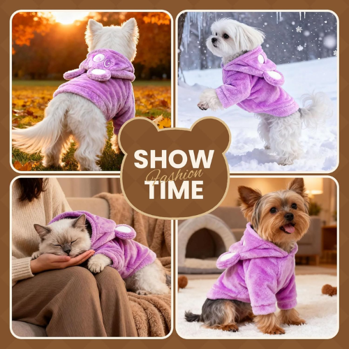 Modern "Bear-Hug" Dog Hoodie – Premium Plush Fleece Winter Sweater