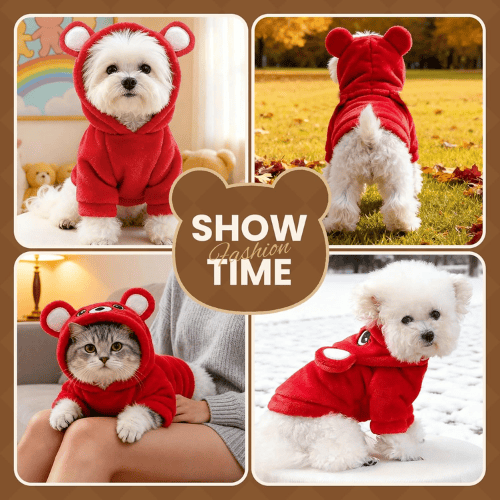 Modern "Bear-Hug" Dog Hoodie – Premium Plush Fleece Winter Sweater