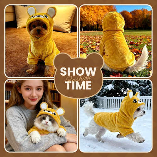 Modern "Bear-Hug" Dog Hoodie – Premium Plush Fleece Winter Sweater