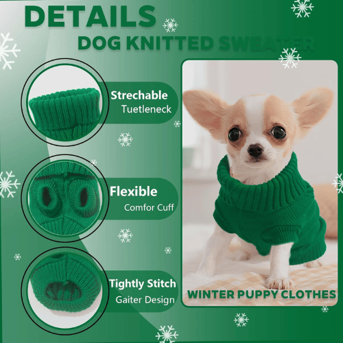 Modern "Urban Knit" Dog Turtleneck – Thick Winter Pullover Sweater