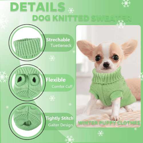 Modern "Urban Knit" Dog Turtleneck – Thick Winter Pullover Sweater