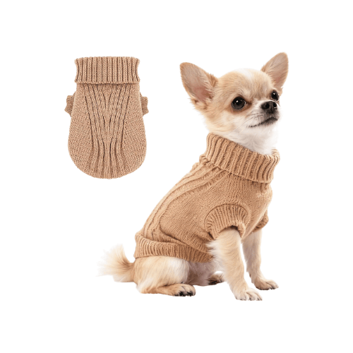 Modern "Urban Knit" Dog Turtleneck – Thick Winter Pullover Sweater