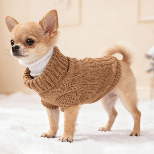 Modern "Urban Knit" Dog Turtleneck – Thick Winter Pullover Sweater