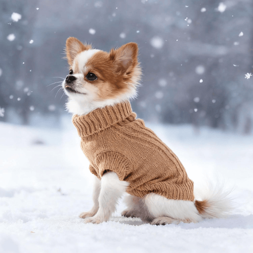 Modern "Urban Knit" Dog Turtleneck – Thick Winter Pullover Sweater