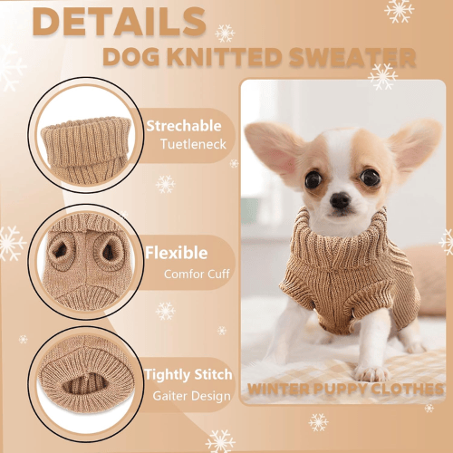 Modern "Urban Knit" Dog Turtleneck – Thick Winter Pullover Sweater
