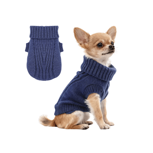Modern "Urban Knit" Dog Turtleneck – Thick Winter Pullover Sweater