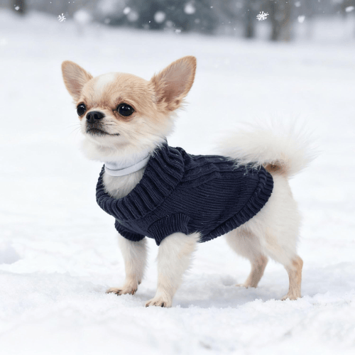 Modern "Urban Knit" Dog Turtleneck – Thick Winter Pullover Sweater