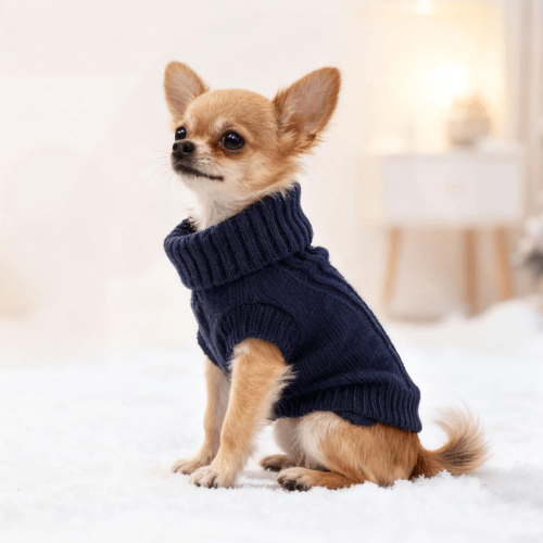 Modern "Urban Knit" Dog Turtleneck – Thick Winter Pullover Sweater
